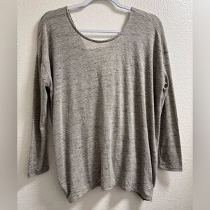 Anthropologie Postmark Twist Back Blouse 3/4 Sleeve Marled Gray Women's Small